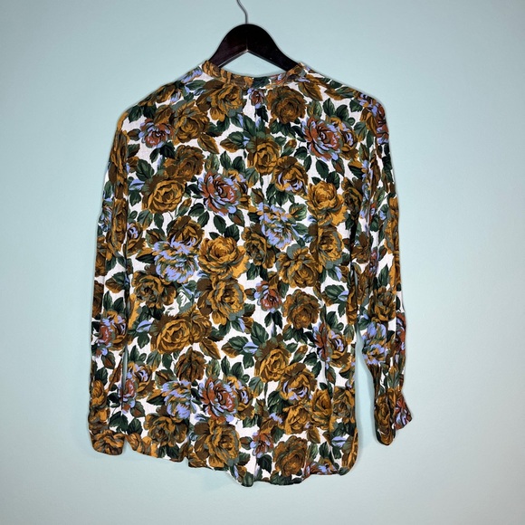Zara Women vintage retro style floral pattern blouse size small - Picture 2 of 5
